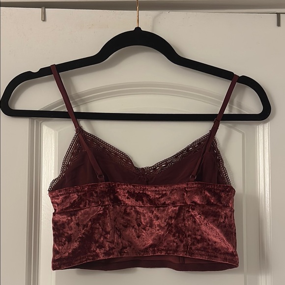Flirtitude Velvet Bralette in Deep Burgundy - Picture 7 of 10